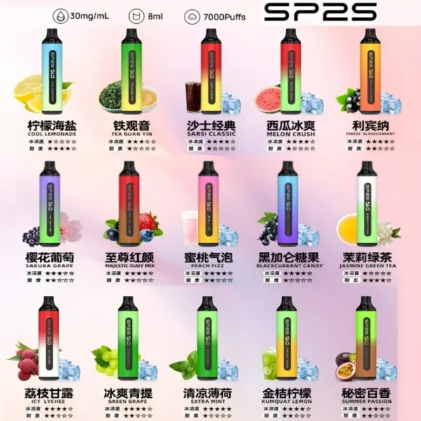 ❤🖤SP2S 7000口Puffs 拋棄式·一次性電子煙推薦·台灣出貨·買5支贈送1支·（口味隨機，送完即止）🖤❤