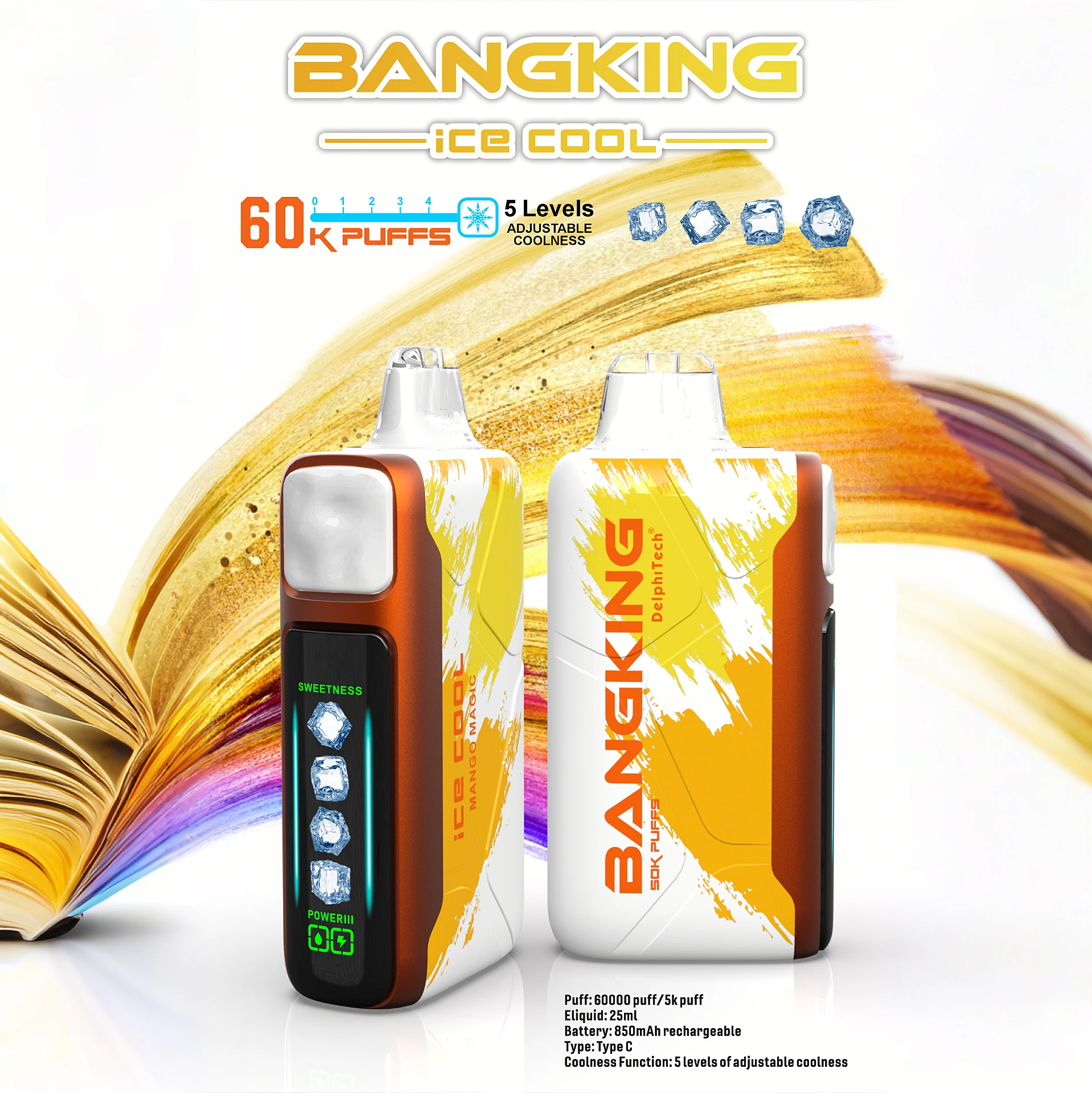 💥【爆款登場】Bang King 60000puffs·一次性拋棄式·電子煙·5檔冰感調節·超長續航·多種口味·台灣現貨:圖片 4