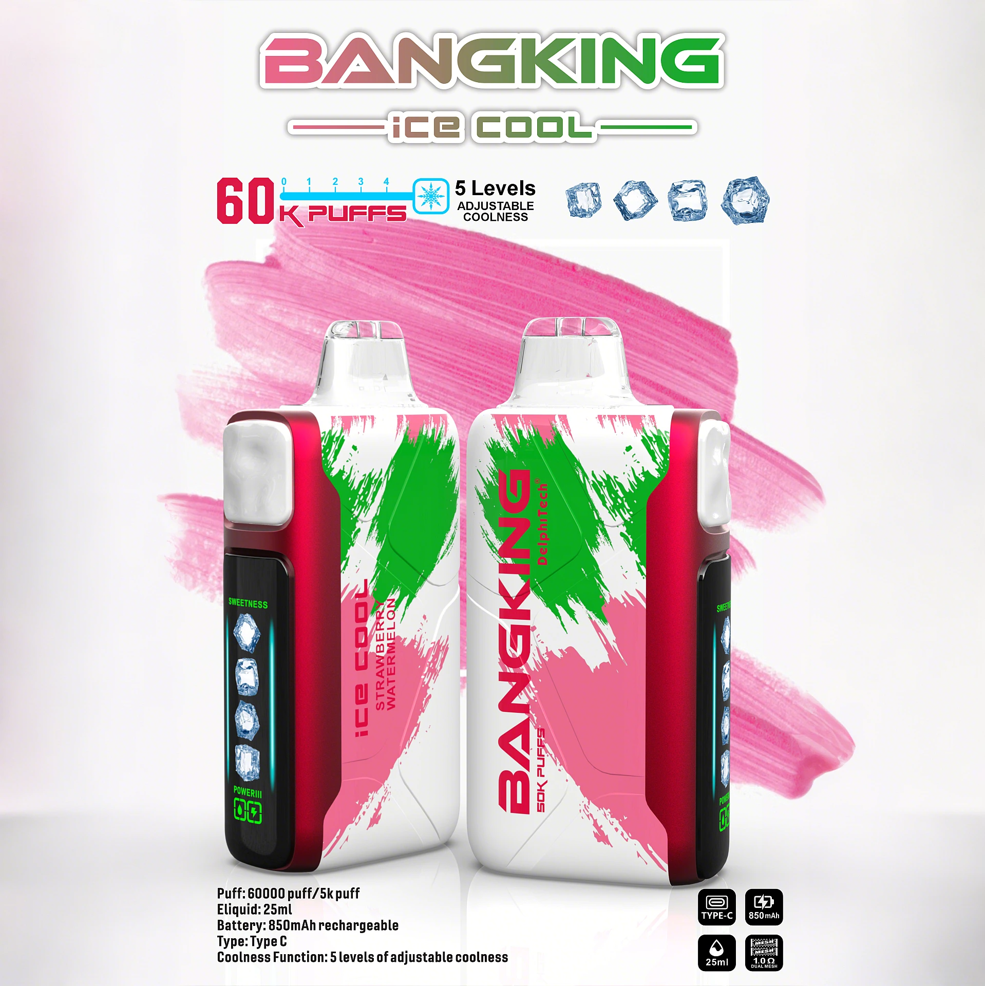 💥【爆款登場】Bang King 60000puffs·一次性拋棄式·電子煙·5檔冰感調節·超長續航·多種口味·台灣現貨:圖片 14