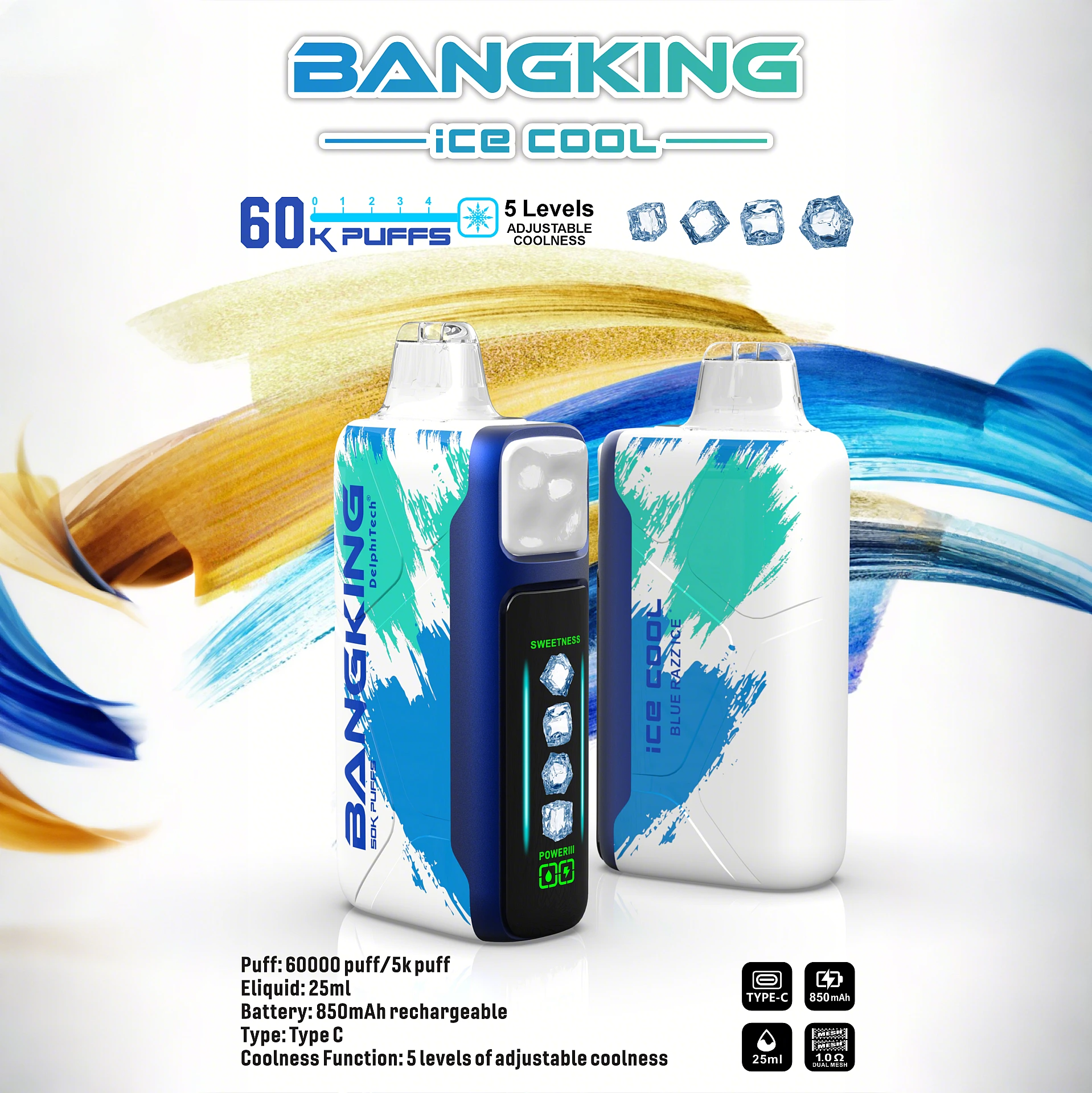 💥【爆款登場】Bang King 60000puffs·一次性拋棄式·電子煙·5檔冰感調節·超長續航·多種口味·台灣現貨:圖片 3