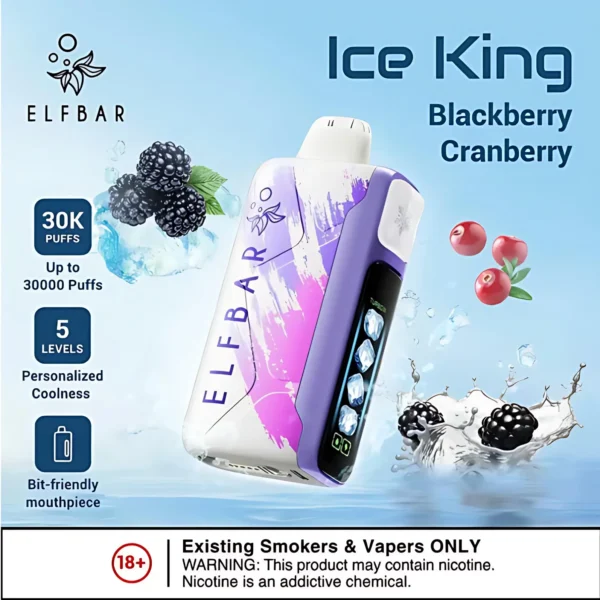 ELF BAR ICE King 30000口拋棄式電子煙 黑莓蔓越莓